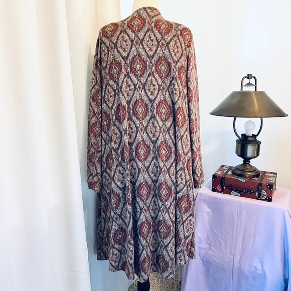 Maurices Geo Duster/Long Sweater in Orange/Brown (0X) New with Tag - Picture 4 of 9